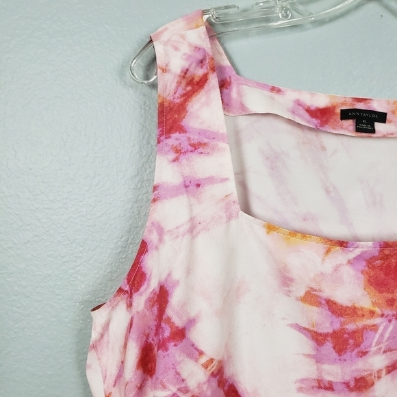 ANN TAYLOR Tie Dye Cropped Square Neck Tank Top Sz XL - Picture 3 of 6